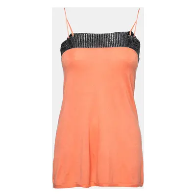 Emporio Armani Orange Beaded Detail Sleeveless Knit Top