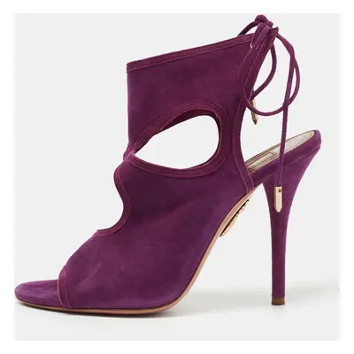 Aquazzura Purple Cut Out Suede Sexy Thing Tie Up Sandals Size