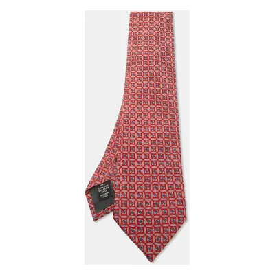 Ermenegildo Zegna Red Jacquard Silk Tie