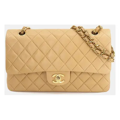 Chanel Leather Beige Matelasse Chain Shoulder Bag