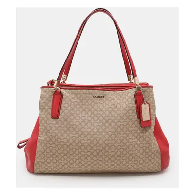 Coach Beige Coach Op Art Canvas and Leather Madison Phoebe Shoulder Bag