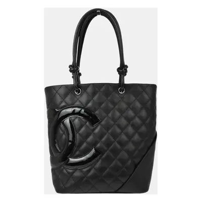 Chanel Black Calfskin Cambon Ligne Tote Handbag