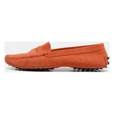 Tod's Orange Suede Penny Slip On Loafers Size