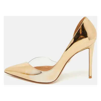 Aquazzura Gold Leather and PVC Pointed Toe D'orsay Pumps Size