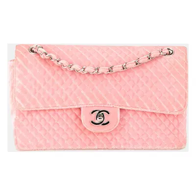 Chanel Pink Velvet Medium Micro Quilted CC Flap Bag