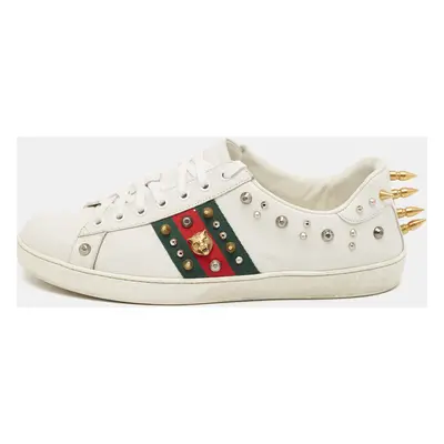 Gucci White Leather Studded Accents Ace Sneakers Size