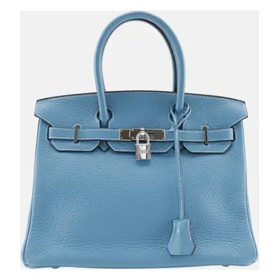 Hermes Blue Jean Leather Birkin Handbag