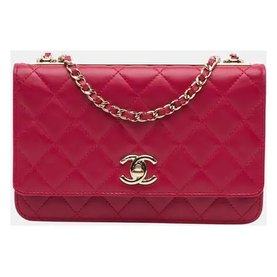 Chanel Pink Lambskin Trendy CC Wallet On Chain