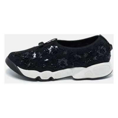 Dior Black Embellished Mesh Fusion Sneakers Size 38.5