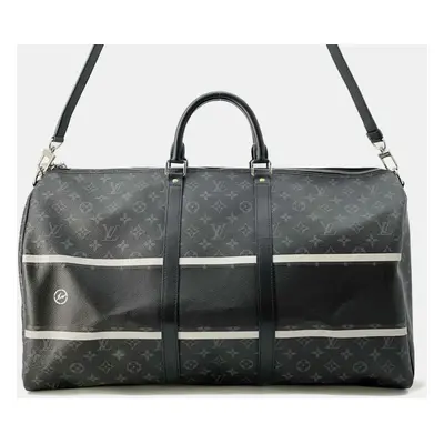 Louis Vuitton Black Monogram Eclipse Keepall Bandouliere Boston Bag