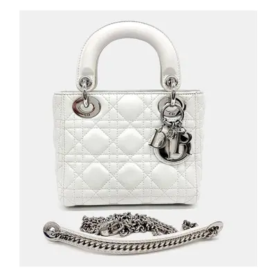 Dior White Leather Lady Mini Bag