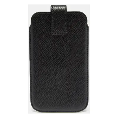 Smythson Black Leather Phone Cover