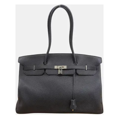 Hermes Black Leather Birkin Long Handbag