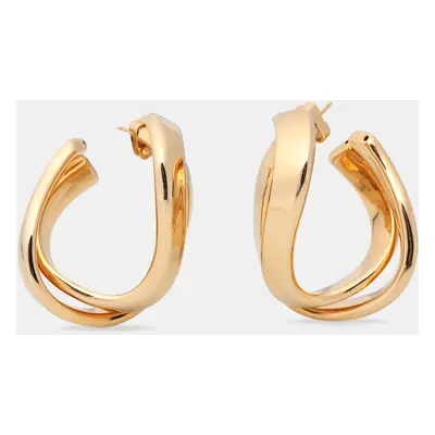 Balenciaga Gold Tone Twisted Hoop Earrings