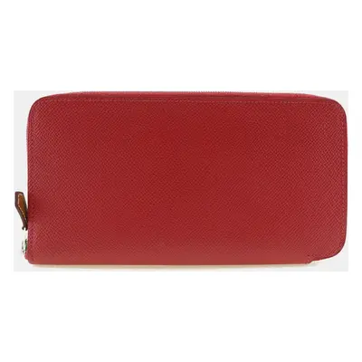 Hermes Red/Purple Leather Azap Silk'In Long Wallet