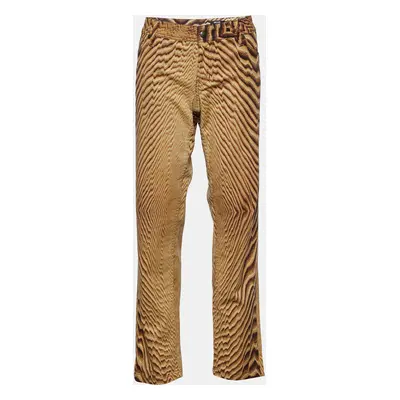 Just Cavalli Beige Animal Print Cotton Straight Fit Jeans Waist 38"