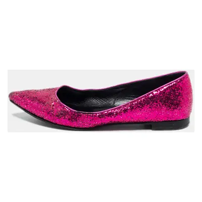 Saint Laurent Pink Glitter Ballet Flats Size 36.5