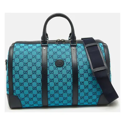 Gucci Blue GG Canvas and Leather Savoy Medium Duffle Bag