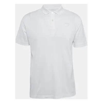 Prada White Cotton Pique Polo T-Shirt