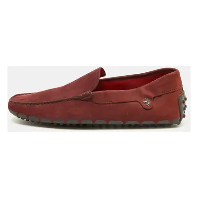 Tod's Burgundy Nubuck Leather Tod's For Ferrari Slip On Loafers Size 39.5