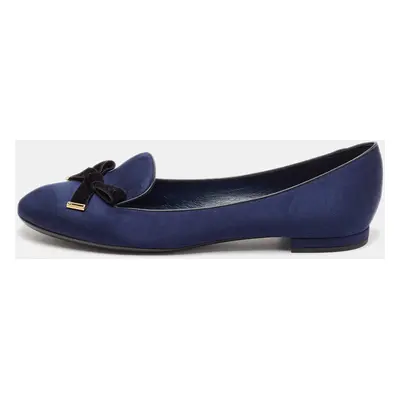 Louis Vuitton Blue Satin Cherie Smoking Slippers Size 39.5