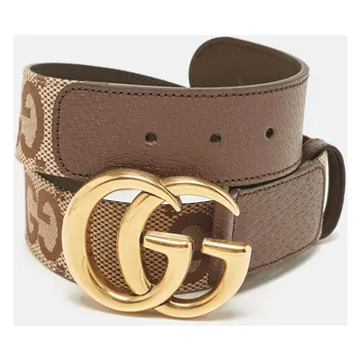 Gucci Beige/Ebony Jumbo GG Canvas GG Marmont Buckle Belt