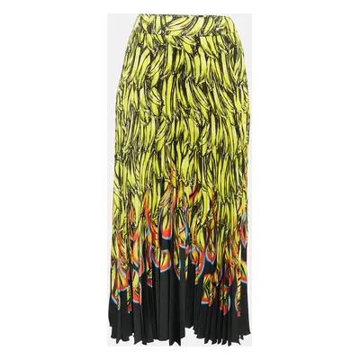 Prada Multicolor Banana Print Plisse Midi Skirt