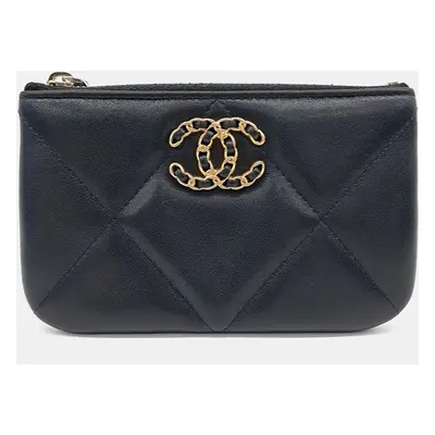 Chanel Black Leather Chanel Pouch