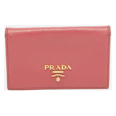 Prada Pink Vittello Move Leather Business Card Holder