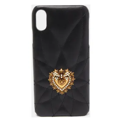 Dolce & Gabbana Black Quilted Leather Devotion iPhone Cover