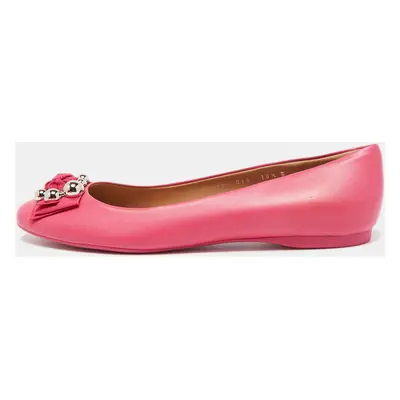 Salvatore Ferragamo Pink Leather Ballet Flats Size