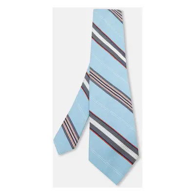 Valentino Blue Striped Cotton Silk Tie