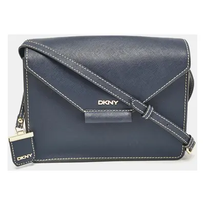 DKNY Navy Blue Saffiano Leather Envelope Flap Shoulder Bag