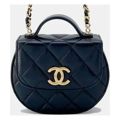 Chanel Lambskin Black Coco Mark Matelasse Clutch Shoulder Bag