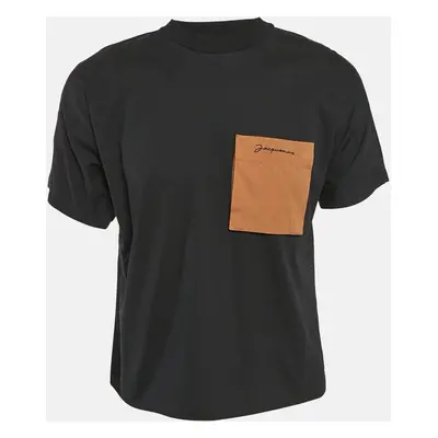 Jacquemus Black Velcro Pocket and Sleeve Detail Cotton Jersey T-Shirt