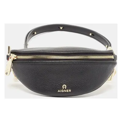 Aigner Black Leather Small Serena Belt Bag