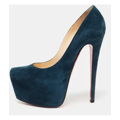 Christian Louboutin Dark Teal Suede Daffodile Pumps Size