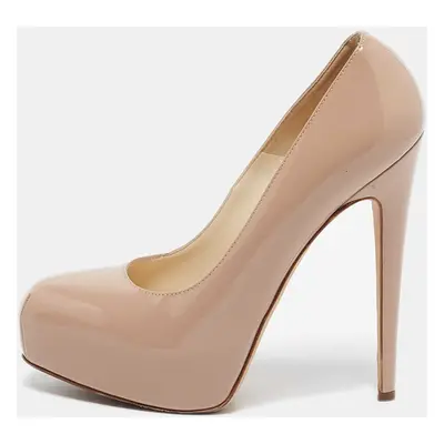 Brian Atwood Beige Patent Leather Platform Pumps Size