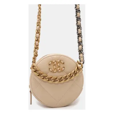 Chanel Beige Lambskin Round shoulder bag