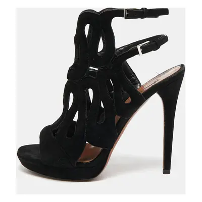 Alaia Black Suede Ankle Strap Sandals Size