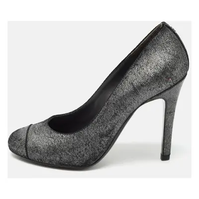 Chanel Grey Texture Suede Cap Toe Pumps Size