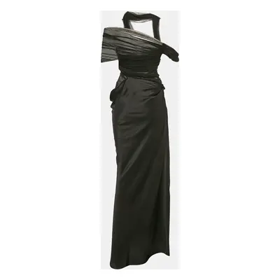 Christopher Esber Black Mesh and Satin Draped Top and Skirt Set