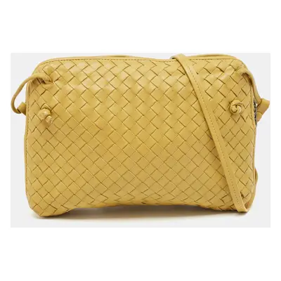 Bottega Veneta Mustard Intrecciato Leather Nodini Crossbody Bag