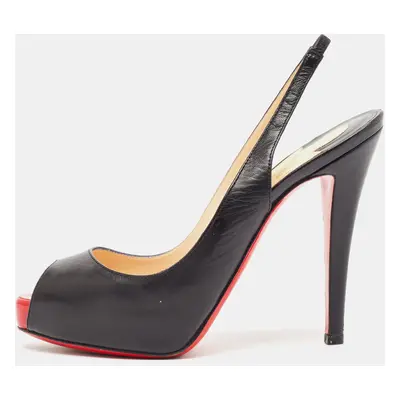 Christian Louboutin Black Leather N°Prive Slingback Pumps Size 36.5