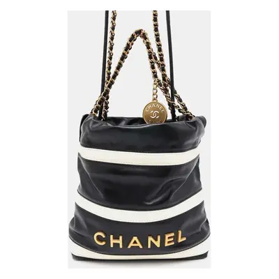 Chanel Black White Chanel Coco Mark Border Calf Leather Shoulder Bag