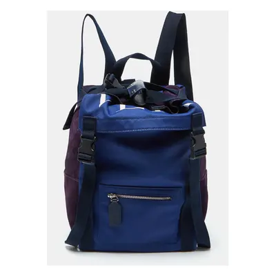 Valentino Navy Blue/Purple Nylon and Suede VLTN Backpack