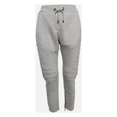 Balmain Grey Knit Zip and Puffer Detail Trackpants