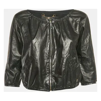 Gucci Black Genuine Leather Zip-Up Jacket