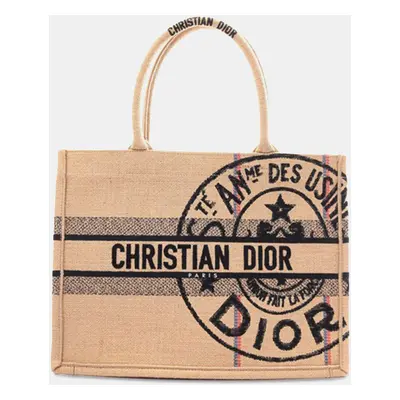 Dior Beige Medium Canvas Jute Book Tote