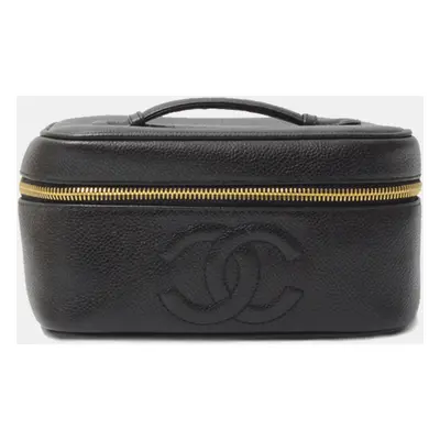 Chanel Black Caviar Skin Vanity Bag Cosmetic Pouch